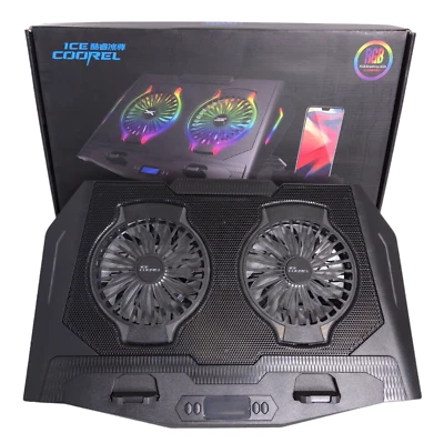 Refrigerador para juegos portátil Ice Coorel N9 RGB ventiladores dobles multi ángulo negro alimentado por USB Foto 1 de 4