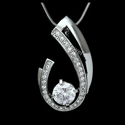 Collar colgante circonita cúbica corte redondo cristal estrás transparente P089 Foto 1 de 2