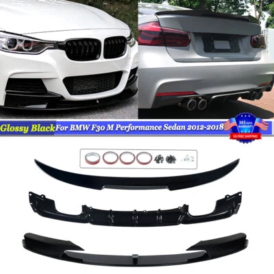 Front & Rear Bumper For BMW F30 328i M Sport Aero Body Kits 2012-ON Gloss Black Foto 1 de 4