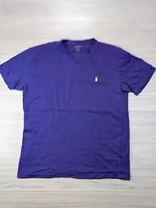 Polo Ralph Lauren Shirt Mens Small Purple Yellow Pony Cotton Casual V-Neck - Picture 1 of 10