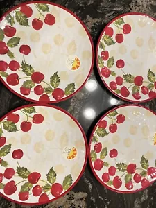 Cherries Beautiful Plates Set of 4 Melamine Beach Picnic Party 10.5” New - Picture 1 of 10