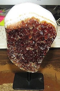 LG. VERY DARK CITRINE CRYSTAL CLUSTER GEODE FROM BRAZIL CATHEDRAL W' STEEL BASE  - Picture 1 of 5