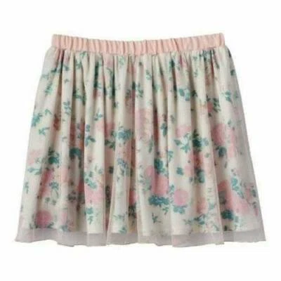Girls Skirt Disney Cinderella Glitter Cream Pink Elastic Waist Floral Easter- 16 - Image 1 of 4