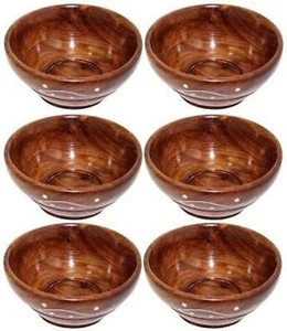 Wooden Handicraft Snacks Bowls Set of 6 Handmade Wood Small Serving Bowl - Picture 1 of 4