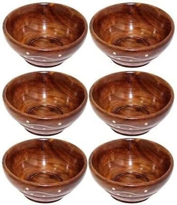 Wooden Handicraft Snacks Bowls Set of 6 Handmade Wood Small Serving Bowl - Image 1 of 4