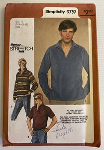 Simplicity 9739 Vintage 80s Sewing Pattern Men's Stretch Tops Sizes: 38-40-42 - Picture 1 of 6