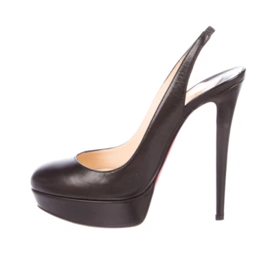 Christian Louboutin Bianca Black Sling Back Napa Leather Platform Stiletto Pumps - Image 1 of 4
