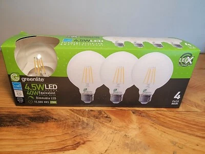 4 Pack 4.5W Greenlite LED 40 Watt Equivalent LED Clear Dimmable 2700k  - Image 1 of 4