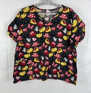 Disney Mickey Minnie Mouse 100% Cotton Nursing Scrub Top Women Size 3XL - Picture 1 of 7