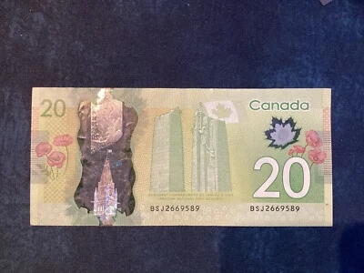 Error, dropped digit Canada $20 bank note - Imagem 1 de 3