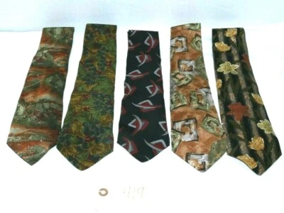 Lote de 5 gravatas Saks Fifth Ave Neiman Marcus Hubert Andrew Fezza 100% seda - Imagem 1 de 4