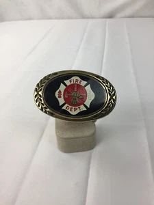 Vintage Aminco Fire Department Brass Belt Buckle 3”x 2” (1980) - Picture 1 of 3