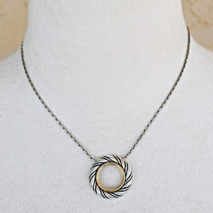 Brighton Necklace Inner Circle Reversible Silver Crystal or Gold Pendant Chain - Picture 1 of 9