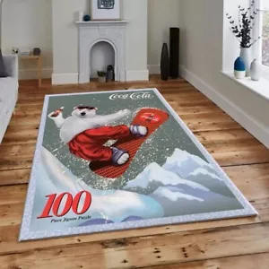 Coca Cola Retro,Coke Rug,Coca Cola Rug,Bear Pattern,Skateboard,Winter Decor,Coke - Picture 1 of 6