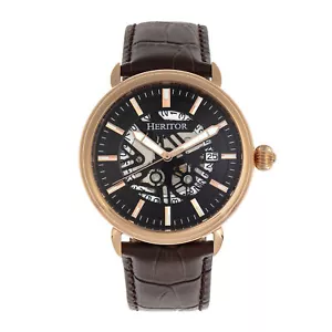 Heritor Mattias Automatic Brown Leather Men's Watch with Date Indicator HR8406 - Picture 1 of 3
