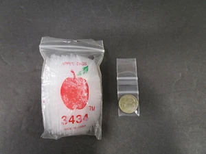 100 Apple baggies 3434 3/4" x 3/4" mini CLEAR reclosable baggies bags 100pcs - Picture 1 of 2