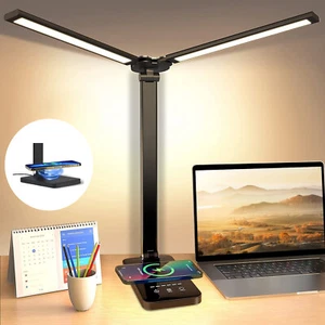 LED Desk Lamps for Home Office, Dual Swing Arm Desk Light, Dimmable Desk Lamp - Picture 1 of 14