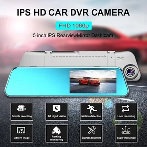 iDOME 5" IPS Mirror Dash Cam 5mp FHD Dual Lens Car DVR Camera Front and Rear uk - Picture 1 of 11