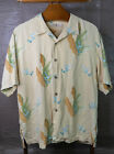 Tommy Bahama Silk Leaf Print Hawaiian Aloha Shirt Size Large