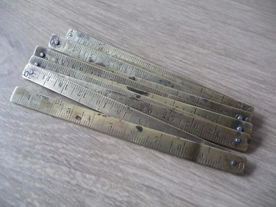 Joli METRE Pliant de Poche en Laiton - Outil Ancien / Mercerie - Photo 1/3