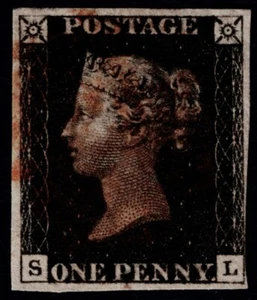 1840 1d Black Pl 8 SL 4m Light Red Maltese Cross Very Good Used Cat. £525.00 - Picture 1 of 1