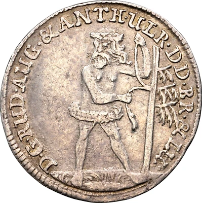 1698 German States Brunswick Wolfenbuttel Wildman 2 Mariengroschen NGC XF 45 - Image 1 of 3