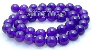 10mm Round Purple Jade Stone Beads for Making Necklace DIY Strands 15" los373 - Picture 1 of 2