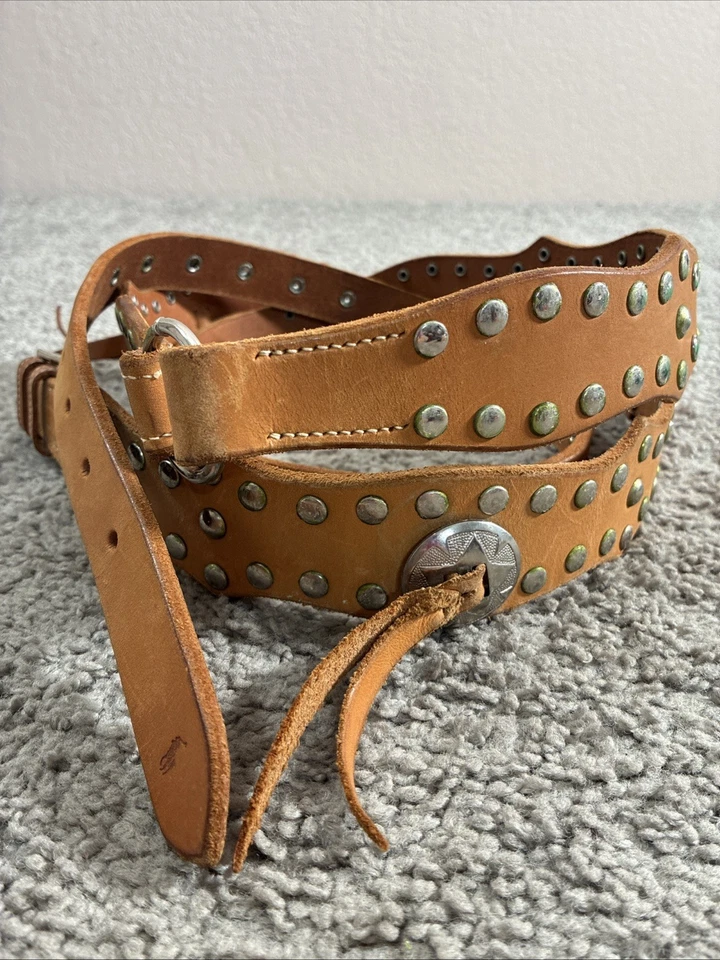De Colección Ralph Lauren Cinturón Ecuestre Años 90 Anillo O Concho Tachuela Cuero Gran Bretaña Foto 1 de 4