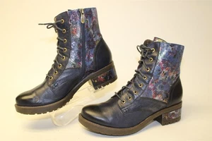 Spring Step L'Artiste Marty Met Womens 42 11 Printed Leather Biker Ankle Boots - Picture 1 of 24