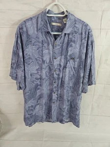 Camisa Azul Moda Campia Moda Para Hombres Grande Abotonada 100% Rayón Floral Hawaiana - Imagen 1 de 10