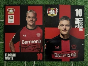 2x FLORIAN WIRTZ Autogrammkarten Bayer Leverkusen AK 24/25 + 2023-24 Meister - Bild 1 von 3