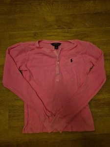 WOMENS POLO RALPH LAUREN KNITED LONG SLEEVE TOP MEDIUM 8-10UK PINK - Picture 1 of 6