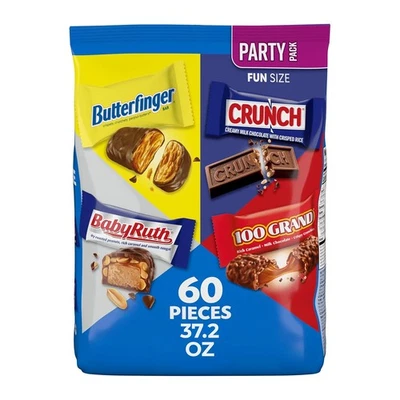 Butterfinger, CRUNCH, Baby Ruth, 100 barras de caramelo surtidas de tamaño Grand Fun,...  Foto 1 de 4