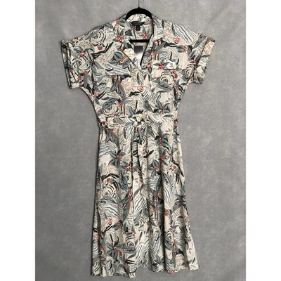 Vestido camisero de campamento de crepé Lauren Ralph Lauren para mujer talla 10 estampado NUEVO Foto 1 de 4