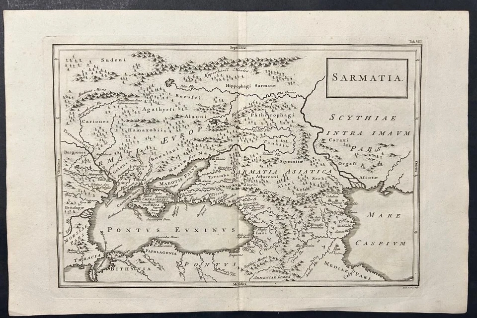 SARMATIA RUSIA 1700ca CELLARIUS INUSUAL ANTIGUO COBRE MAPA GRABADO Foto 1 de 1