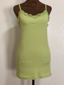 Faded Glory Womens Y2K Fairy Lace Trim Tank Top Cami XL Green Stretch Preppy - Picture 1 of 5