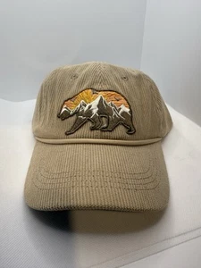 Mens Canvas Hat Leather Closure Telluride Mountain Bear Embroidered NWT - Picture 1 of 3
