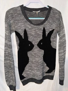 Suéter Kirra XS Bunny Gris Negro Tejido Pullover Manga Larga Hecho en EE. UU. - Imagen 1 de 4