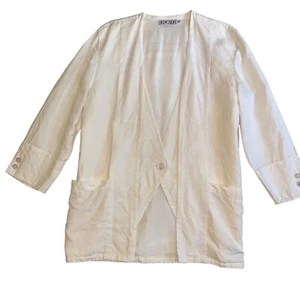 Blazer lino Escada donna vintage giacca panna bottoni tasche anteriori designer taglia 40 - Foto 1 di 18