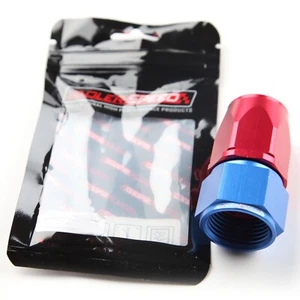 USA -10AN AN10 Straight Aluminum Swivel Hose End Oil Fuel Line Fitting Red/Blue - Foto 1 di 8