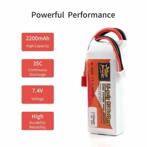 7.4V 2200mAh 35C 2S Lipo Battery w/ T Plug Deans Plug For RC Drone Car Airplane - Picture 1 of 8