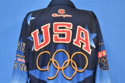 Jaqueta corta-vento vintage anos 90 TEAM USA ATLANTA 1996 GAMES CHAMPIONS OLIMPÍADAS GG - Imagem 1 de 4
