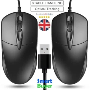 2PCS USB Wired Optical Mouse With Scroll Wheel For Computer PC Laptop Full-Size - Picture 1 of 7