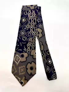 Don Loper Beverly Hills Silk Tie Purple Retro Floral Design 3.5" Wide - Picture 1 of 5