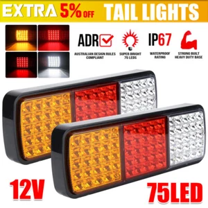 2x 75 LED Tail Lights Stop Indicator Reverse Lamp 12V Trailer Truck Ute Light AU - Picture 1 of 12