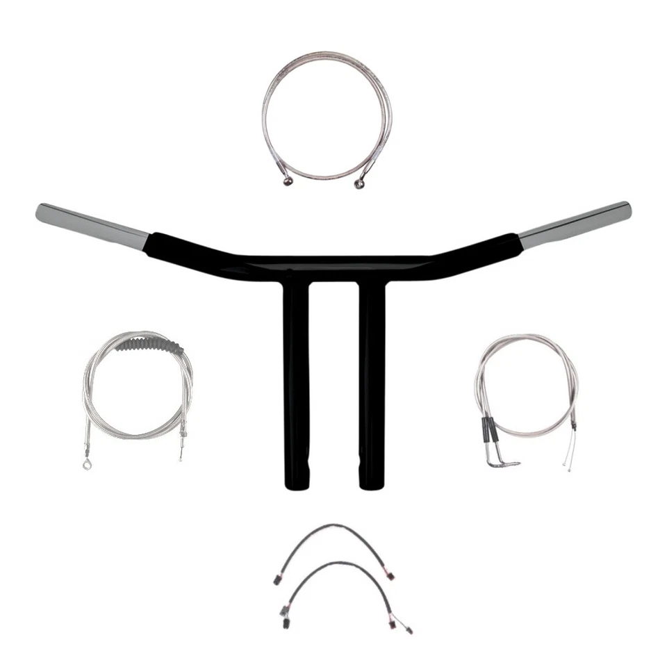 1 1/4" Black 10" Chopper T Handlebar Kit 2011-2015 Harley-Davidson Softail NoABS - Image 1 of 2