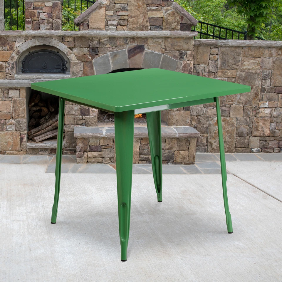 ZMR FURNITURE Felix Commercial Grade 31.5" Square Green Metal Indoor-Outdoor Table