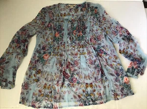 Blusa floral azul transparente Lucky Brand XS para dama  - Imagen 1 de 5
