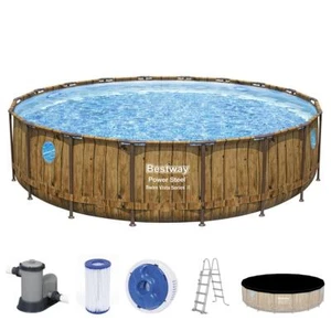 Frame Pool - Set mit Filterpumpe Stahlrahmen Aufstellpool Braun Ø 549 x 122 cm - Bild 1 von 11