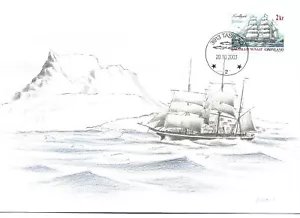 Sailing vessel." Nordlyset ". Stamp & Card Greenland. - Picture 1 of 2